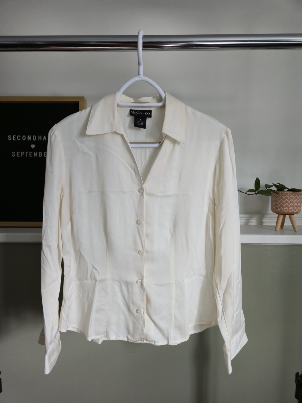 Vintage Silk Blouse Button Up Ivory